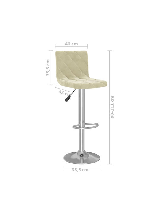 Stool Bar with Back & Adjustable Height Cream 2pcs 40x43x90-111cm