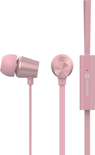 Swissten YS500 In-ear Handsfree με Βύσμα 3.5mm Ροζ Χρυσό