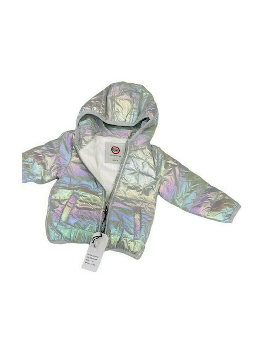 Joyce Kids Quilted Jacket short Hooded Silver