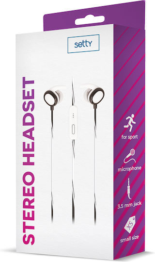 Setty Sport În ureche Handsfree cu Mufă 3.5mm Alb