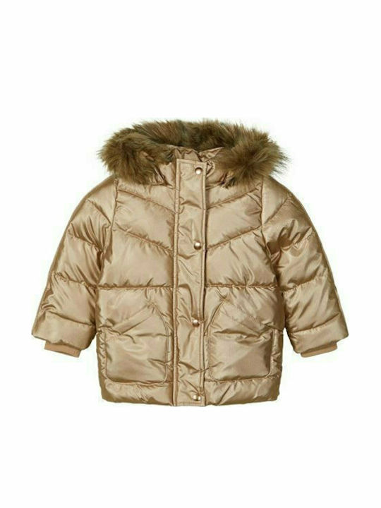 Kids' Quilted Jacket Short with Hood Gold