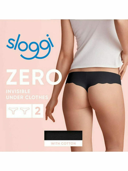 Zero Hipster Γυναικεία String 2Pack χωρίς Ραφές Μαύρα