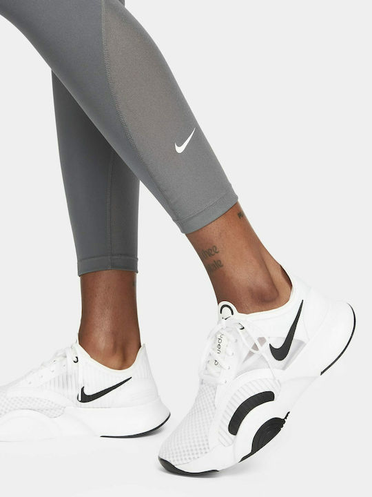 Dri-Fit One Running Γυναικείο Cropped Κολάν Ψηλόμεσο Γκρι