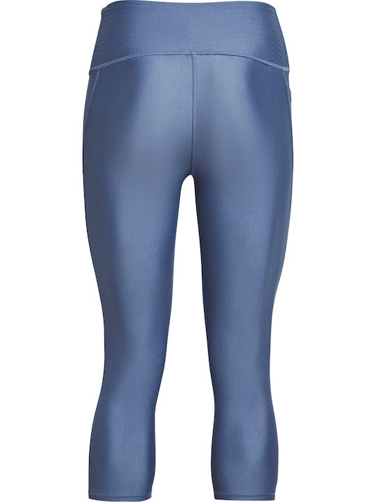 HeatGear® Women's Capri Running Legging Shiny & High Waisted Blue