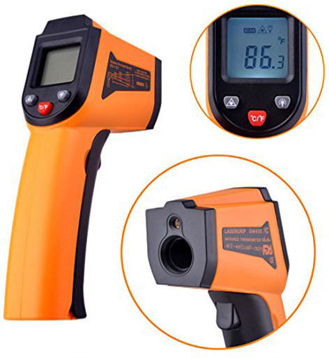 Infrared Thermometer for Temperatures from -50°C to 400°C with Distance to Target Ratio 12:1