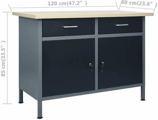 vidaXL Werkbank mit drei Wandpaneelen Bank Belastbarkeit 500kg 1Stück 3053428