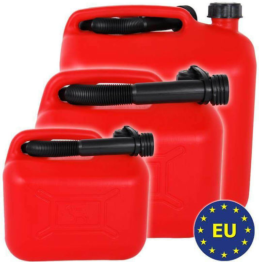 Autoline Dual Position Fuel Can Plastic with Extension Tube 10l Red