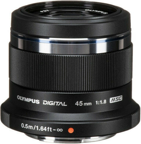 Olympus Crop Camera Lens M. Zuiko Digital 45mm 1:1.8 Fixed for Micro Four Thirds (MFT) Mount Black