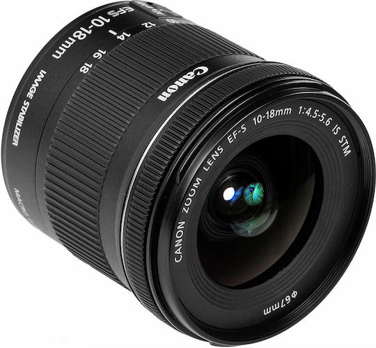 Canon Crop Obiectiv Foto EF-S 10-18mm f/4.5-5.6 IS STM Zoom cu unghi larg pentru Montura Canon EF-S Black