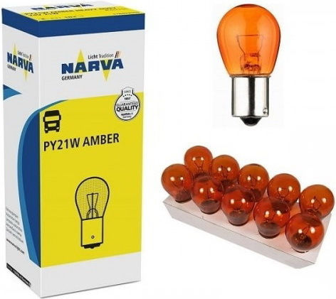 Narva Λάμπα Αυτοκινήτου Standard PY21W-BAU15s Πορτοκαλί 12V 21W 1τμχ