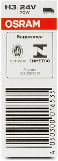 Osram Λάμπα Αυτοκινήτου Original Line H3 Αλογόνου 3200K Θερμό Λευκό 24V 70W