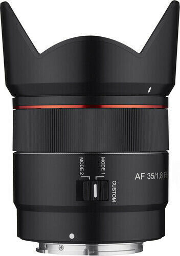 Samyang Пълен кадър Фотообектив AF 35mm f/1.8 FE Широк ъгъл за Sony E Монтаж Черен