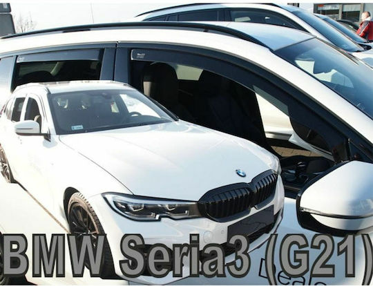 Heko Set of Windbreakers Front and Rear Car Dark Fime for BMW Series 3 4pcs