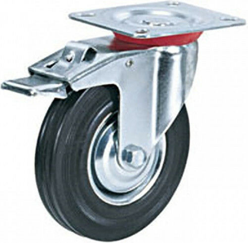 Ruotec 502.000.002.085 Wheel Rotating with Brake Industrial Black 85x24mm