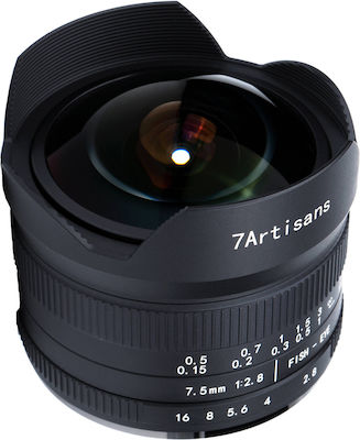 7artisans Кроп Камерен Обектив 7.5mm F/2.8 Photoelectric II Рибешко око за Канон EF-M Монтаж Черен