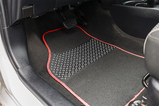 Cartech Set of Front and Rear Mats Universal 4pcs Red