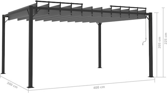 Арбор За Градина От Метал С Покрив В Сив Цвят 300x400x225см