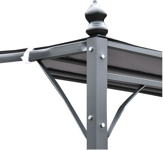 Pergolă De Grădină Din Metal Cu Tavan Gri 297x297x250cm