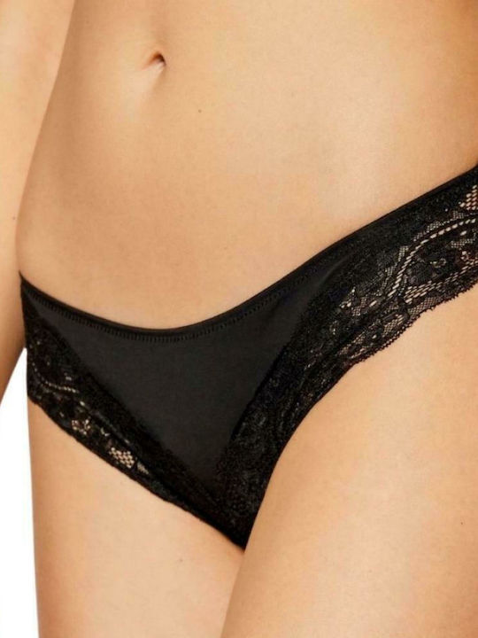 Lovely Micro Tai Γυναικείο Slip με Δαντέλα Μαύρο