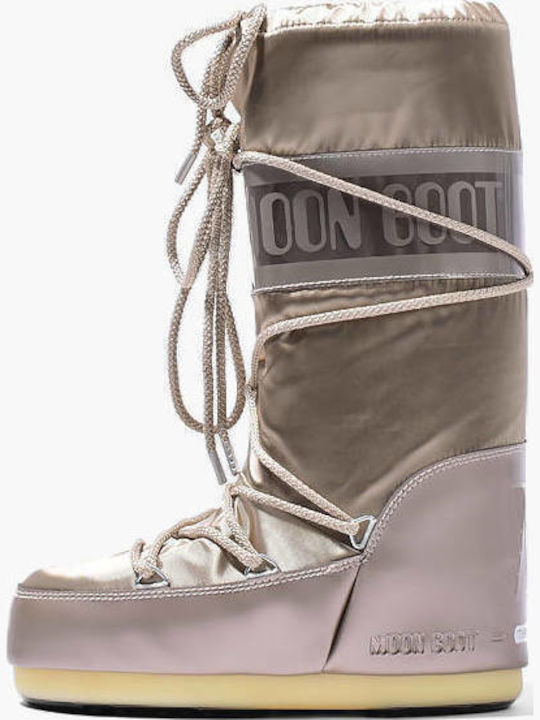 Snow Boots with Rubber / Laces Icon Glance Gold