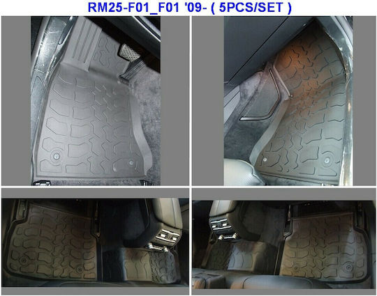 Auto Gs Set of Front and Rear Mats 5pcs Tray Type for BMW Series 7 Black