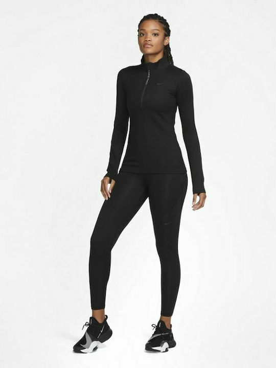 Dri-Fit Pro Therma Training Γυναικείο Cropped Κολάν Σύσφιξης με Fleece Επένδυση Μαύρο