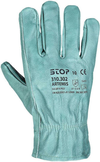 STOP Gloves for Work Green Leather Cutting edge 1pcs