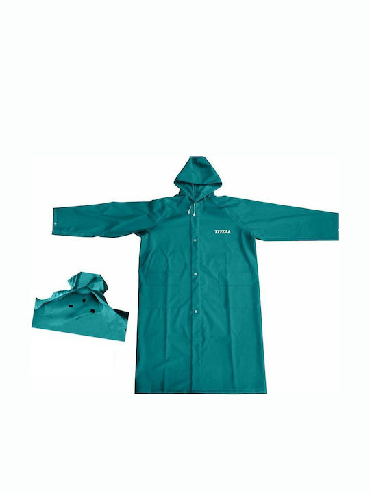 Total Waterproof Trenchcoat Work Heavy press Turquoise Length 120cm.