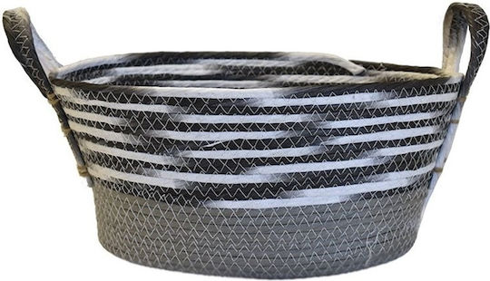 Decorative Basket Garden Wicker Paper Oval Grey with Striped Fassa 28x19x13cm 28cmx19cmx13cm 00.06.67402