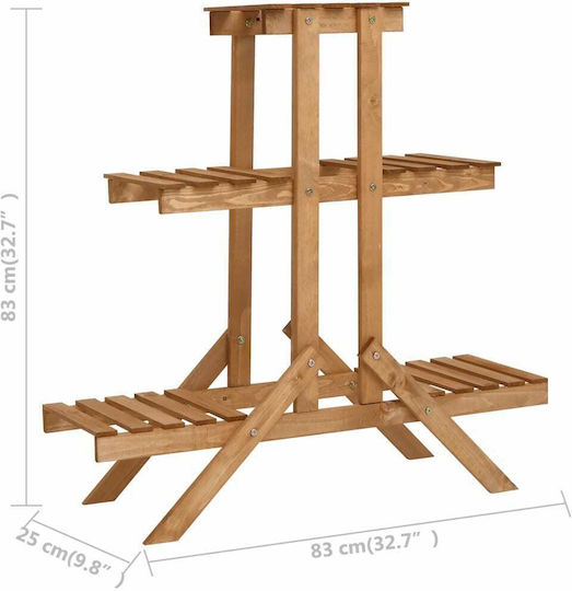 vidaXL Pot Rack Wooden Brown 83cmx25cm / 83cmx83cmcm.