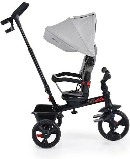 Byox Kids Tricycle Bike Quick Foldable Convertible with Parental Handle and Sunshade for 1.5+ Years Gray