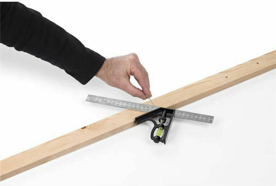 Kreator Carpenters Steel Angle Ruler with Spirit Level 30cm