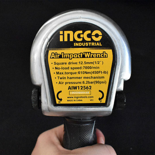 Ingco AIW12562 Air Impact Wrench 1/2 with Maximum Torque 62.2kgm