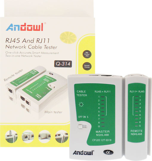 Andowl Q-314 Tester Καλωδίων Δικτύου RJ45 / RJ11 / RJ12