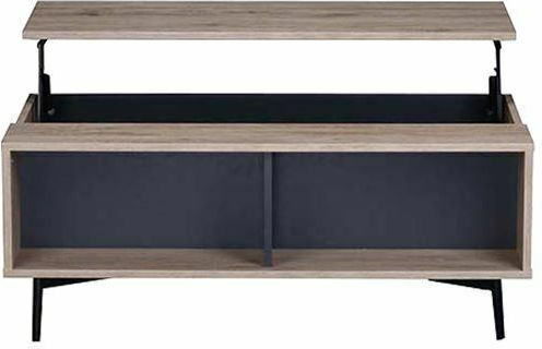 Rechteckiger Zentral Kaffeetisch Margarit Holz mit Hebemechanismus Beige M100xB58xH39cm