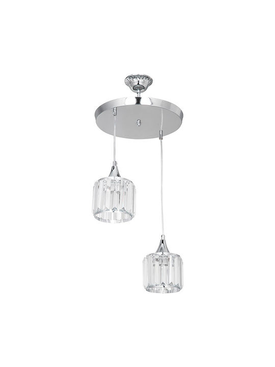 Pakketo PWL-1025 Pendant Light Silver with Crystals for Socket E27 30x70cm