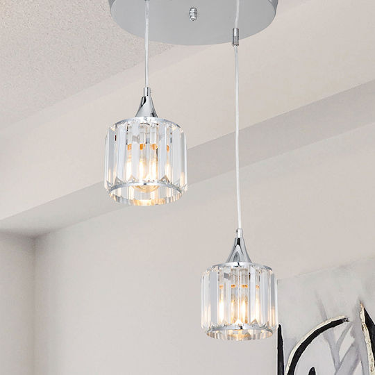 Pakketo PWL-1025 Pendant Light Silver with Crystals for Socket E27 30x70cm