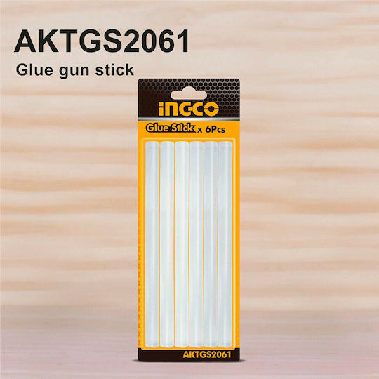 Ingco Ράβδοι Σιλικόνης AKTGS2061 Διάφανο 11.2mm 6τμχ