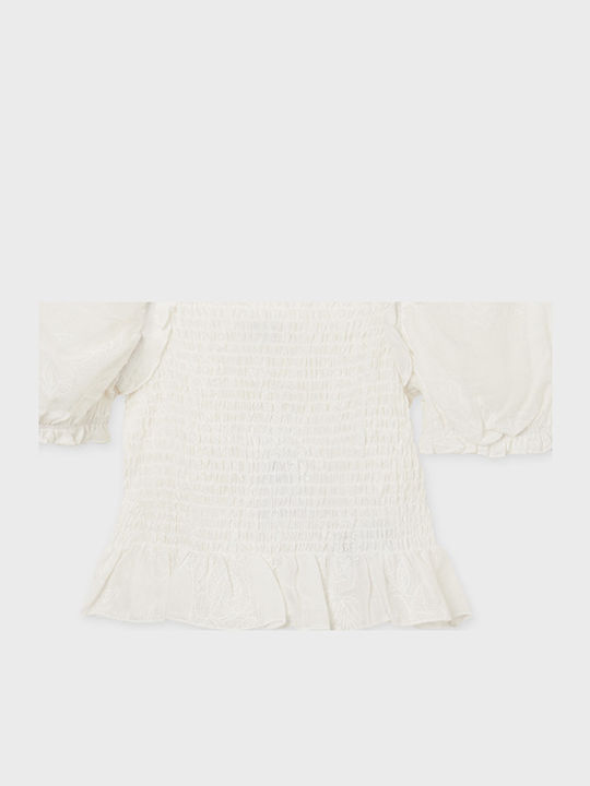 Kinderbluse Kurzarm Weiß