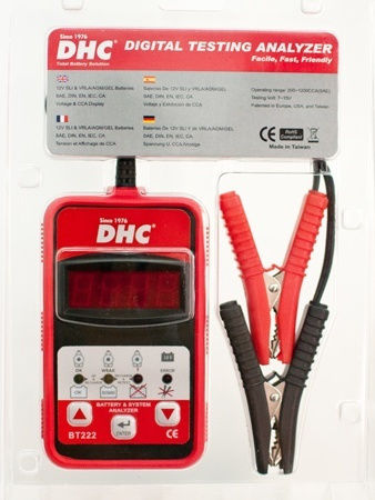 DHC BT222 Ψηφιακό Battery Tester με Κροκοδειλάκια