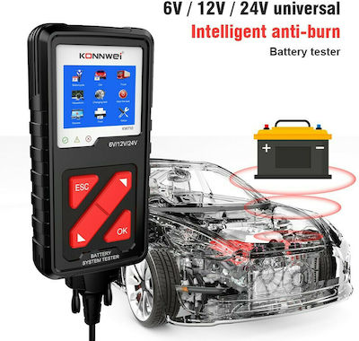 Konnwei Ελεγκτής Ανάλυσης Μπαταριών KW710 Ψηφιακό Battery Tester με Κροκοδειλάκια