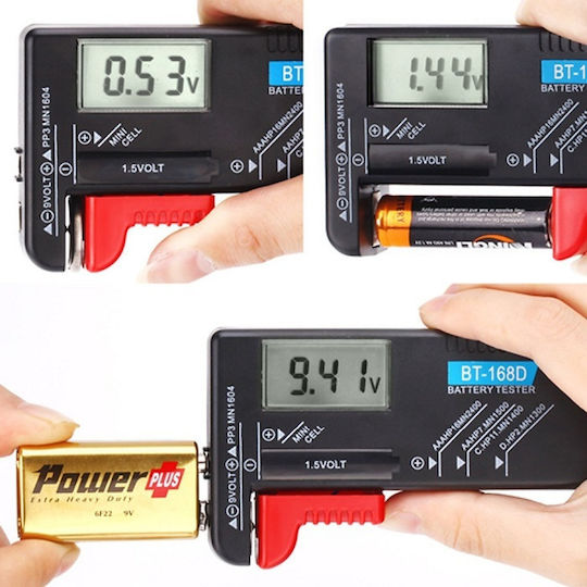 03002BTS80BK-510330 Digital Battery Tester with Battery Size Adjustment Lever