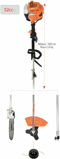 Kraft 691034 Gasoline Garden Multi Tool 3 in 1 Pole Saw Lawnmower Extension