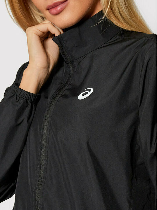 Women's Running Short Sports Jacket Waterproof and Windproof for Spring or Autumn Black