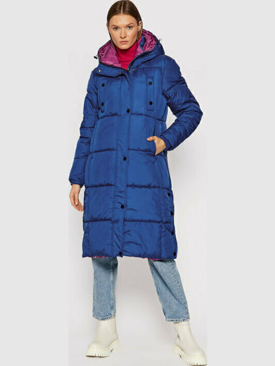 Lungă Jachetă de femei Puffer Albastru
