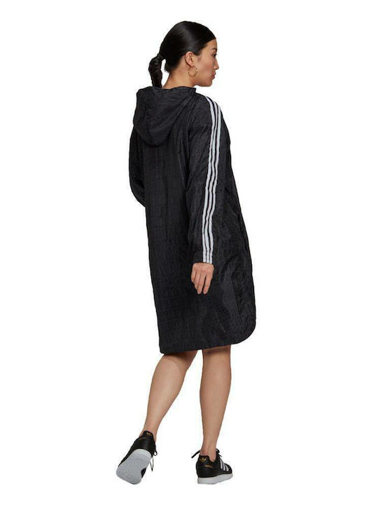 Originals Women's Long Sports Jacket for Winter with Hood Black