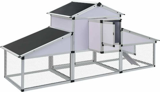 vidaXL Aluminum Poultry Coop 2-Level L2.58 x W0.74 x H1.17m with Corridors and Ovulation Box