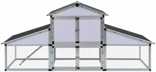 vidaXL Aluminum Poultry Coop 2-Level L2.58 x W0.74 x H1.17m with Corridors and Ovulation Box
