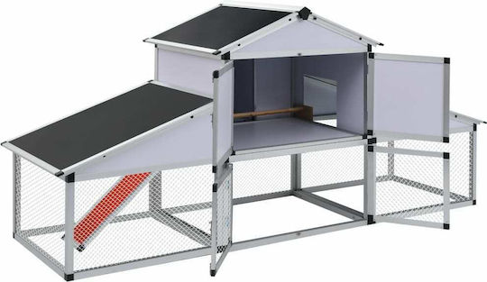 vidaXL Aluminum Poultry Coop 2-Level L2.58 x W0.74 x H1.17m with Corridors and Ovulation Box