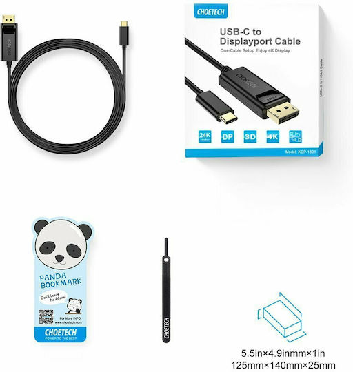 Choetech XCP-1801 USB 2.0 Video Cable USB-C male - DisplayPort Μαύρο 1.8m XCP1801